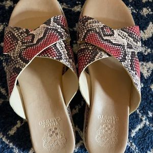 Vince Camino snakeskin slides- adorable!!